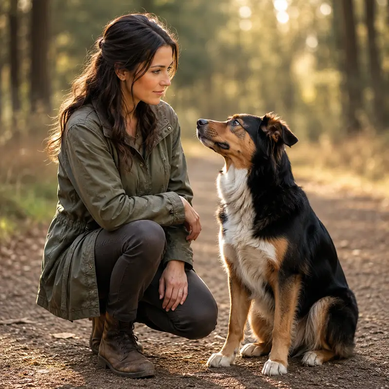 Olivia Garz führt einen Hund mit ruhiger Präsenz